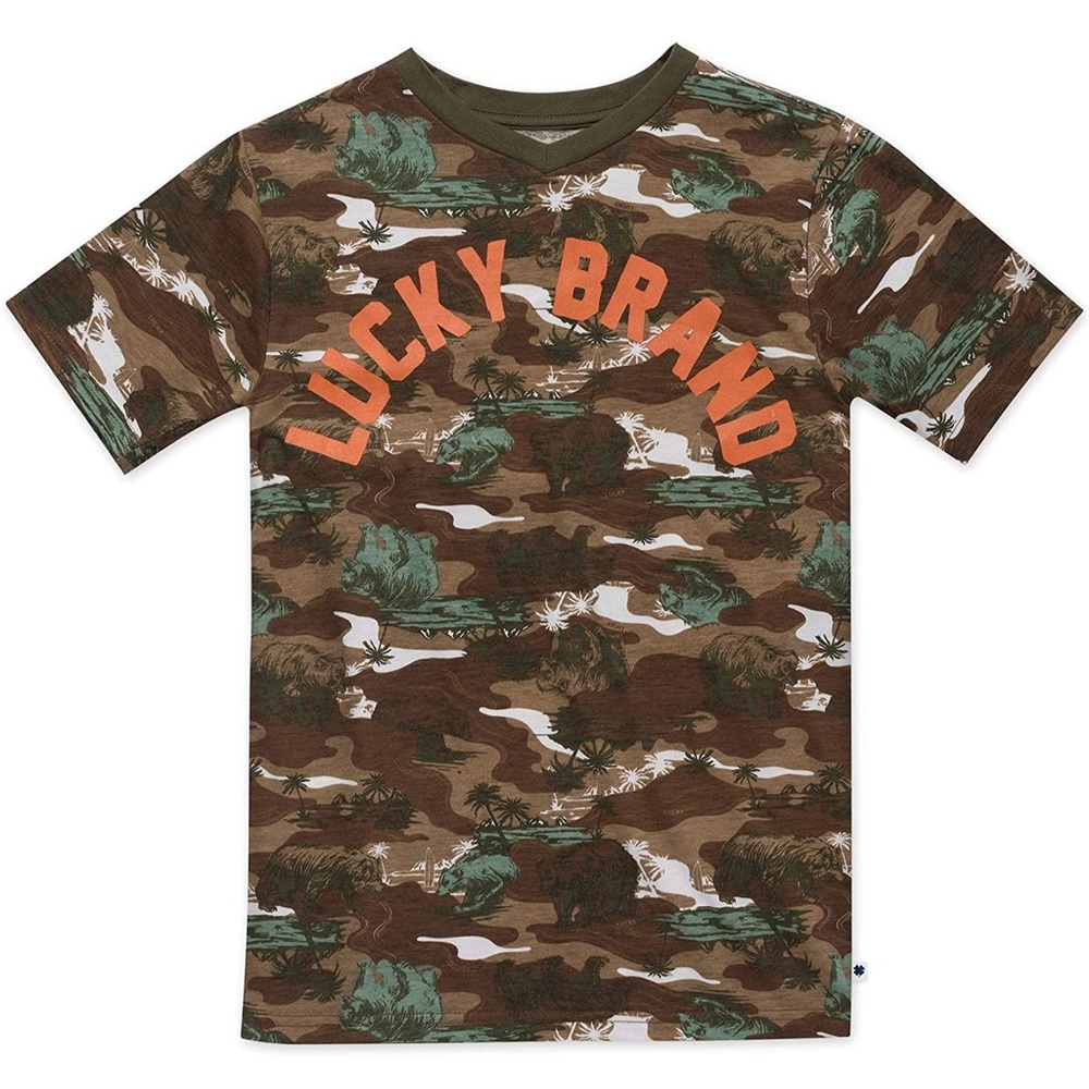 LUCKY BRAND Camouflage V-Neck Tee Skateboard Bears - Picture 10 of 10